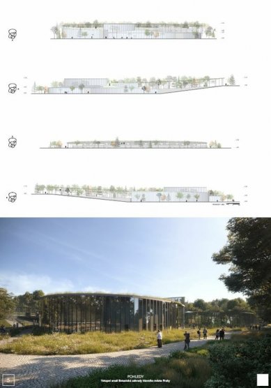 Vstupní areál Botanické zahrady hlavního města Prahy - výsledky soutěže - 1. cena - foto: Fránek architects