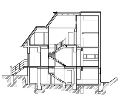 Rekonstrukce a přístavba rodinného domu ve Všenorech - Řez - foto: Symbio Design