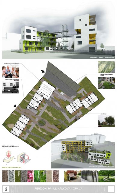 Penzion pro seniory v Opavě - výběr neoceněných projektů - Soutěžní návrh č. 92 - foto: kolektiv RH-ARCH