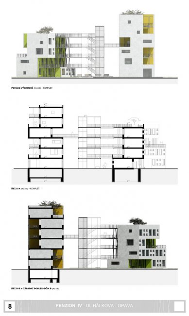 Penzion pro seniory v Opavě - výběr neoceněných projektů - Soutěžní návrh č. 92 - foto: kolektiv RH-ARCH