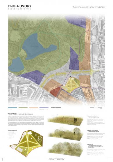 Park Four Dvory in České Budějovice - competition results - 1. price (110 thousand CZK): Ing. Petr Velička, Ing. arch. David Prudík, Ing. Markéta Veličková