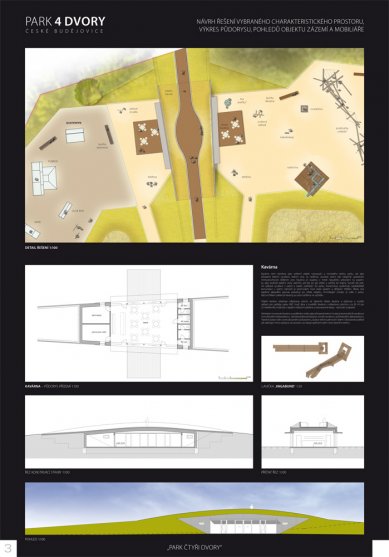 Park Four Dvory in České Budějovice - competition results - 1. price (110 thousand CZK): Ing. Petr Velička, Ing. arch. David Prudík, Ing. Markéta Veličková
