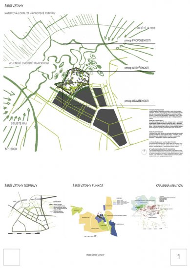 Park Four Dvory in České Budějovice - competition results - 3rd prize (60,000 CZK): Ing. arch. Kryštof Štulc, Ing. Tereza Mácová, Ing. Ilona Vybíralová