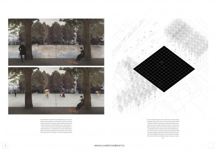 Obnova náměstí Smiřických v Kostelci nad Černými lesy - výsledky soutěže - 1. cena : Návrh č. 4 