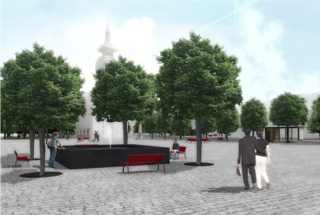 Obnova náměstí Smiřických v Kostelci nad Černými lesy - výsledky soutěže - 2. cena : Návrh č. 2 