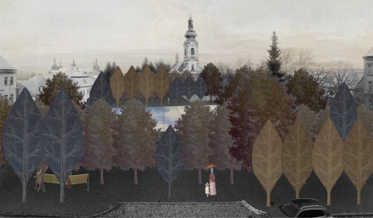 Obnova náměstí Smiřických v Kostelci nad Černými lesy - výsledky soutěže - 1. cena : Návrh č. 4 