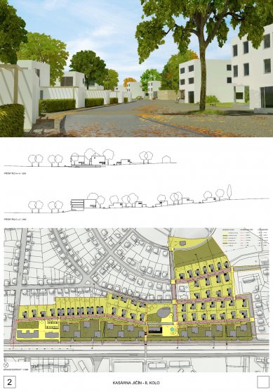Nová podoba lokality kasáren v Jičíně - výsledky soutěže - 1. cena: CUBOID ARCHITEKTI s.r.o.