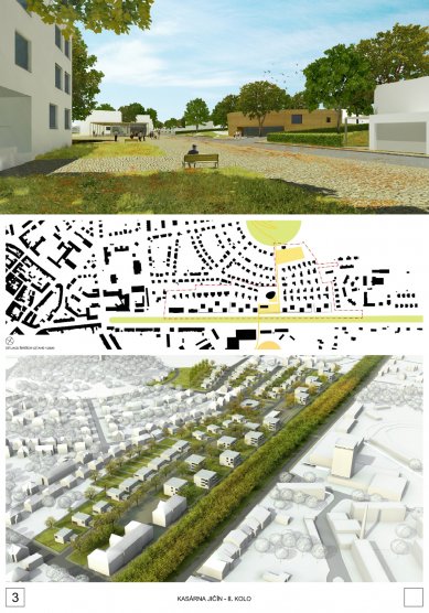 Nová podoba lokality kasáren v Jičíně - výsledky soutěže - 1. cena: CUBOID ARCHITEKTI s.r.o.