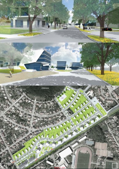 Nová podoba lokality kasáren v Jičíně - výsledky soutěže - 3. cena: Hlaváček – architekti, s.r.o.