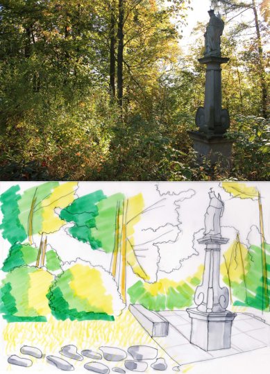 Studentské práce z workshopu v Polici - Lucie Pavlištíková: Sochy v krajině