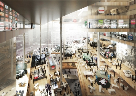 Nové sídlo nakladatelství Springer v Berlíně - soutěžní projekty - foto: Proposal from OMA. Image Courtesy of Axel Springer SE