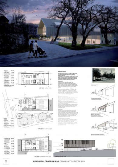 Komunitní centrum Hloubětínská 55 - výsledky soutěže - 2. cena – návrh č. 23 - foto: x architekten – Arch. Dipl.-Ing. Bettina Brunner, Arch. Dipl.-Ing. Rainer Kašik, Ing. arch. Táňa Sojáková, Dipl.-Ing. Korbinian Lechner – Vídeň / Rakousko