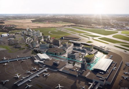 Prostor před terminály 1 a 2 Letiště Václava Havla Praha - výsledky soutěže - Neocenění ve II. kole - foto: SUPERLABOR