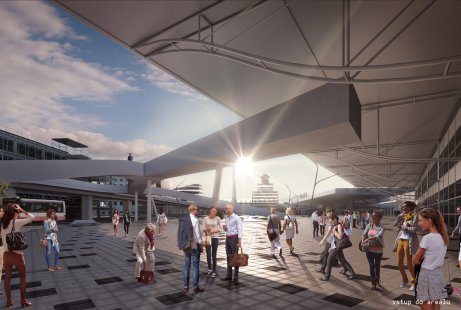 Prostor před terminály 1 a 2 Letiště Václava Havla Praha - výsledky soutěže - Neocenění ve II. kole - foto: SUPERLABOR