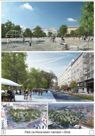 Park on Moravské Square in Brno - competition results - 2nd prize - foto: Ing. Klára Zahradníčková, M.A., Ing. arch. Jakub Kopec