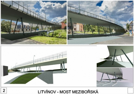 Řešení mostu přes ul. Mezibořská v Litvínově - výsledky soutěže - 3. cena - foto: Ing. Petr Souček, Ing. Jan Bažil,  Ing. arch. Jaroslav Slavíček 