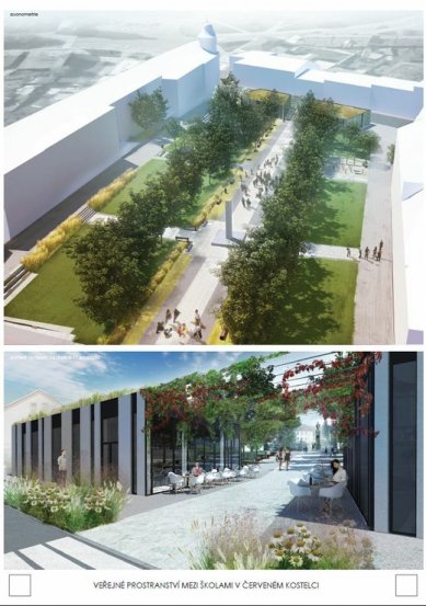 Veřejné prostranství v Červeném Kostelci - výsledky soutěže - 3. cena - foto: Mgr. inz. arch. kraj. Katarzyna Dorda, Ing. arch. Šárka Ullwerová, Ing. Jitka Ullwerová, Ing. arch. Martin Březina 