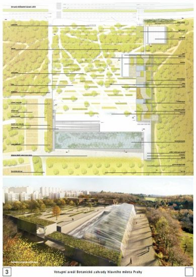 Vstupní areál Botanické zahrady hlavního města Prahy - výsledky soutěže - Zvýšená odměna - foto: Norma architekti / Rehwaldt Landscape Architects