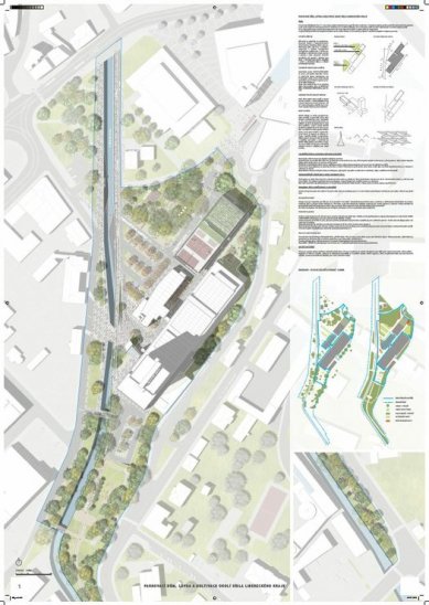 Parking garage, footbridge, and landscaping of the Liberec Region headquarters - competition results - Reward - foto: CMC architects
