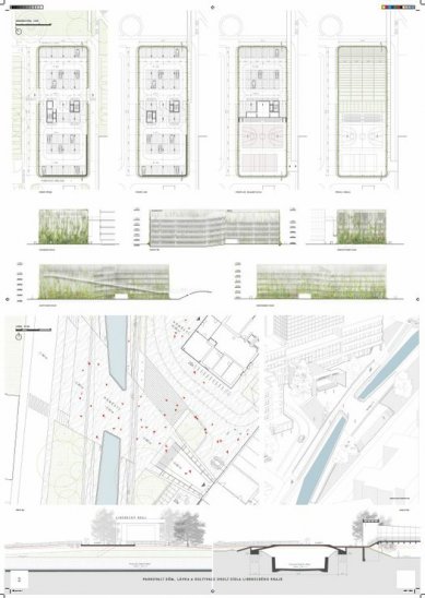 Parking garage, footbridge, and landscaping of the Liberec Region headquarters - competition results - Reward - foto: CMC architects