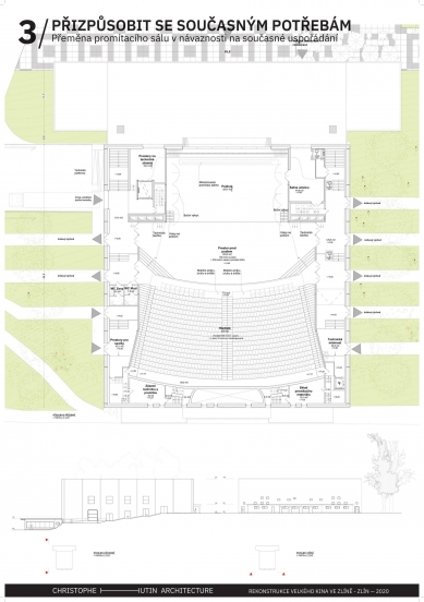 Rekonstrukce Velkého kina ve Zlíně - výsledky soutěže - 6. místo - foto: Christophe Hutin Architecture