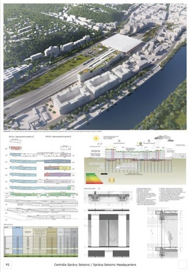 Centrála Správy železnic - výsledky soutěže - 2. místo - foto: Atelier M1 architekti