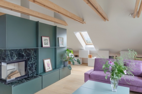 The former warehouse was transformed by the architect into a sophisticated attic