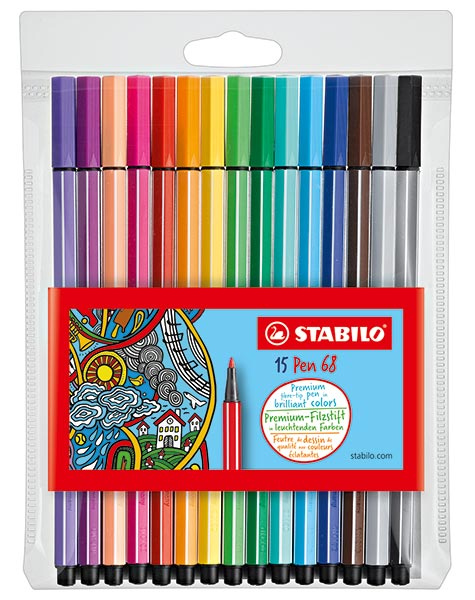 Fixy STABILO Pen 68 sada 15 barev